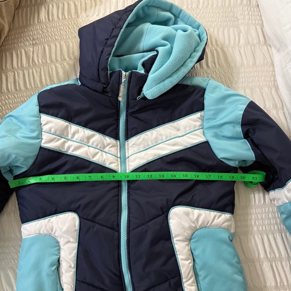 Kids Rothschild Puffer Jacket Navy Blue Aqua White Hooded Winter‎ Coat SIZE XL - Picture 6 of 8